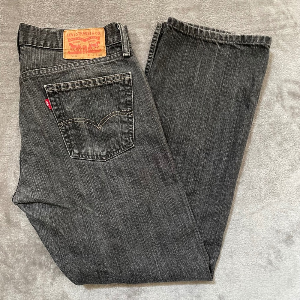 Levi's 514 Straight Fit Jeans Mens 34x30 Faded Black Cotton Denim Pants